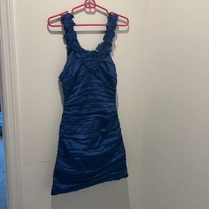 Bcbg navy ruffle dress